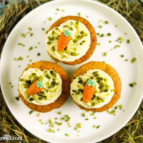 Rübli Muffins mit Öl und Frischkäse-Topping - Foodblog Topfgartenwelt