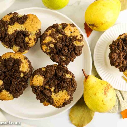Birnen Muffins mit Streusel aus Schoko - Foodblog Topfgartenwelt