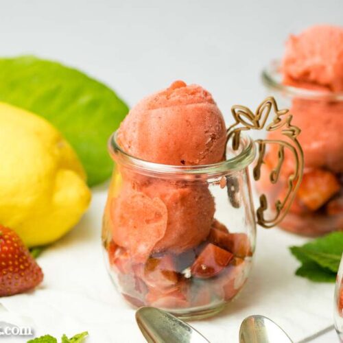 Erdbeersorbet mit der Eismaschine selber machen ohne Ei - Foodblog Topfgartenwelt